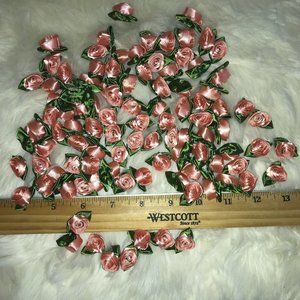 100 peach colored ribbon roses New